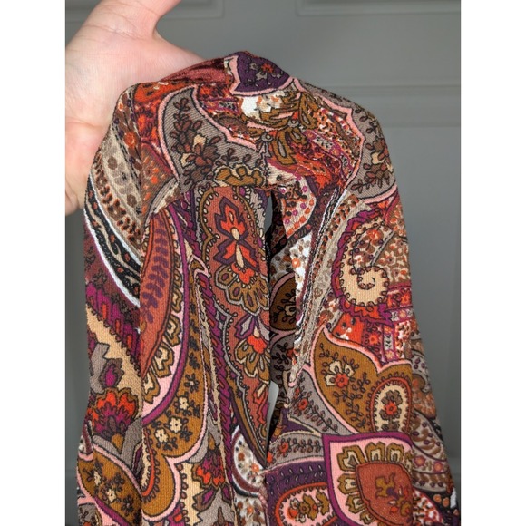 New Directions Rust Paisley V Neck Top Cold Shoulder 3/4 Sleeve Sz Petite L NEW - Picture 4 of 6